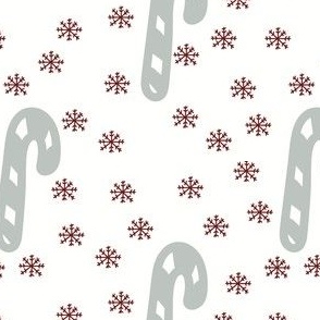 Cute candycanes and snowflakes in ash green