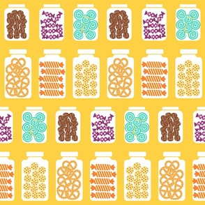 Cookies and candies in jars