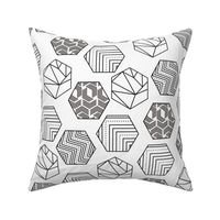 geometric hexagon black white