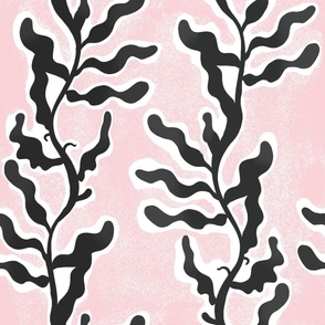 black plants and pink background