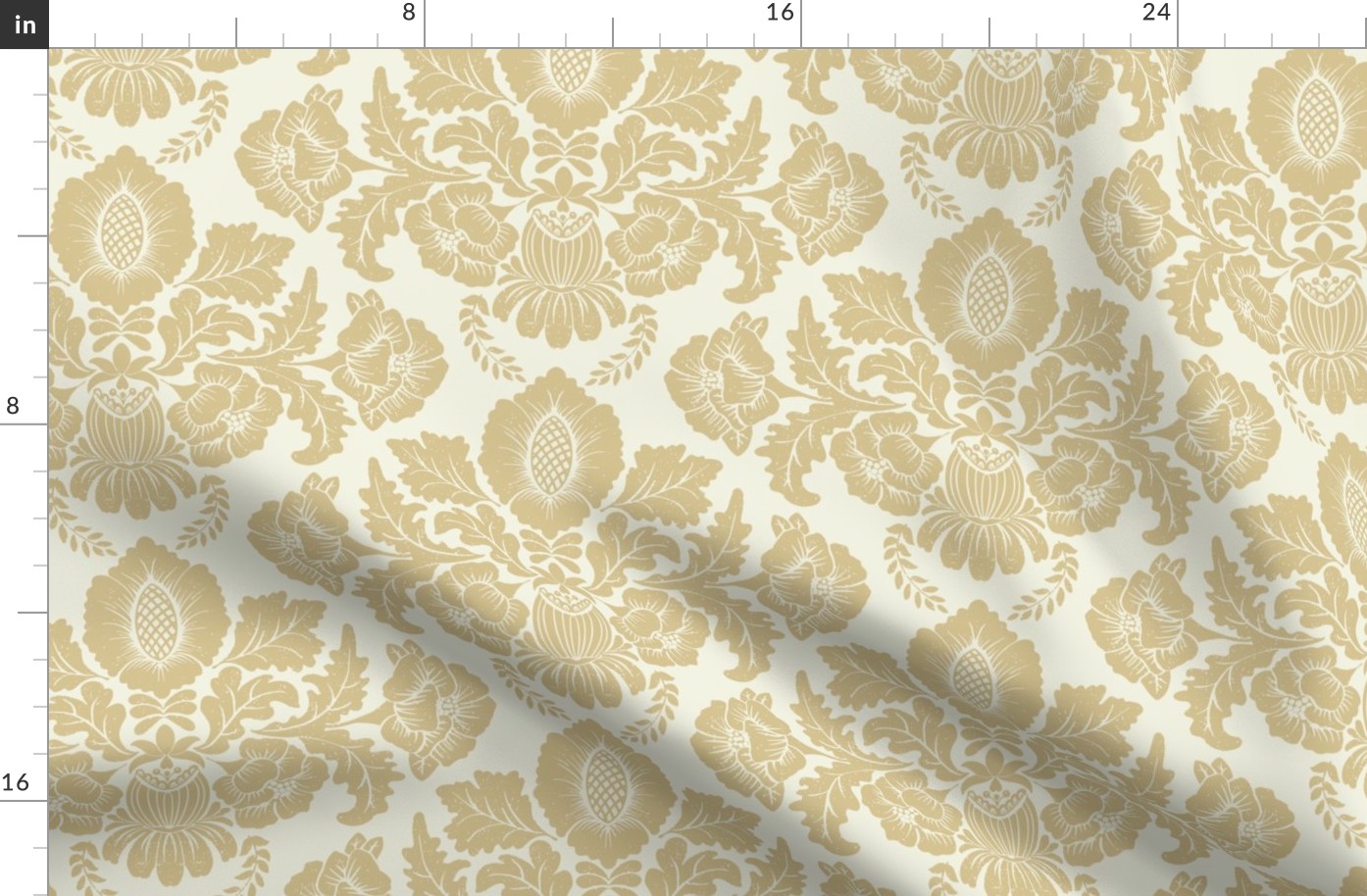 Damask-Gold-Cream-LARGE Fabric | Spoonflower