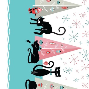 Atomic Christmas Cats - Border Print