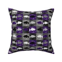 Medium Scale Halloween Grunge Bats in Grey Black Purple Checkerboard