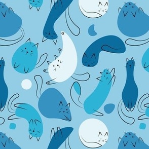 Blue Monochromatic Kitty Blobs