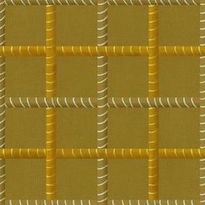 Basketweave  Couched effect woven checks coordinate Olive line with olive couching small