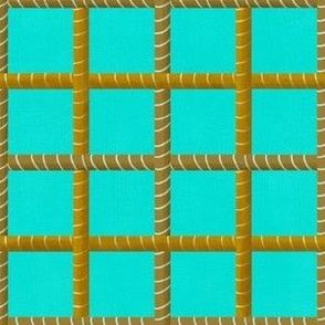 Basketweave Couched effect woven checks coordinate Turquoise linen olive checks small