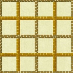 Basketweave Couched effect woven checks coordinate Flax linen with olive small