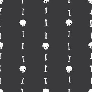 Skull & Bones Stripe - Charcoal Black