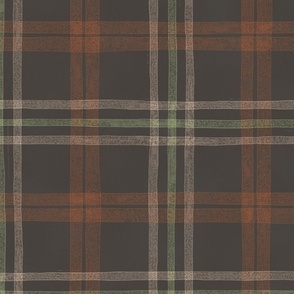 Fall Brown Block Print Plaid - Extra Large Scale for Wallpaper