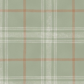 Sage Green Block Print Plaid - Extra Large Scale for Wallpaper & Home Decor