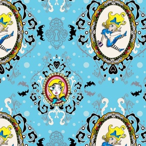 Alice Damask Blue (smaller) with less bats