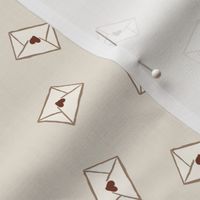 (S) Neutral valentines day love letters, envelopes, beige 