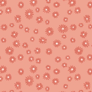 Daisy scatter - hand painted  - coral on pink