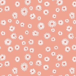 Daisy ditsy scatter - hand painted - pink - crib sheet, swaddle, baby, lovey