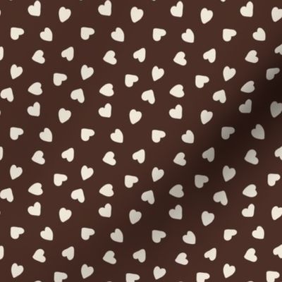 Neutral valentines day, Ivory hearts on chocolate brown