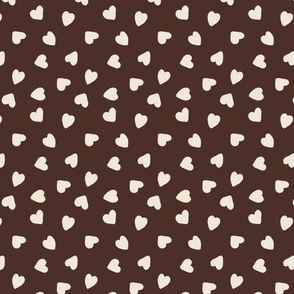 Neutral valentines day, Ivory hearts on chocolate brown