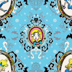 Alice Damask Blue with more bats