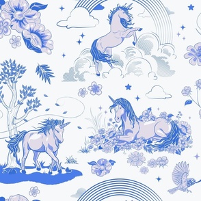 Magical Unicorn Toile Blue