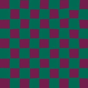 Imperfect checkers - magenta & green