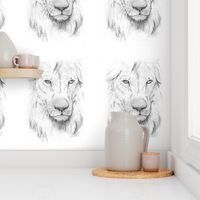 Custom scale lion portrait black and white