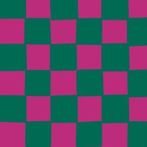 Imperfect checkers magenta & green