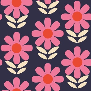 Happy Pink Daisy Navy large