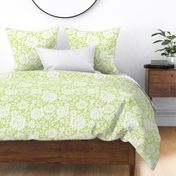 Neutral Botanicals grasscloth Kiwi Green on white Large Scale by Jac Slade