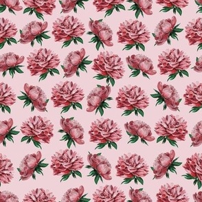 Peony Romantic // Normal Scale // Peony Flowers // Watercolor Flowers // Greenery Leaves // Rococo Vibe // Pink Background