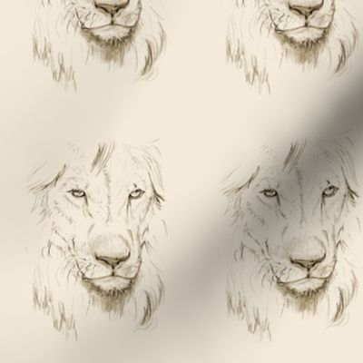 Custom Lion Portrait in Cream