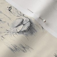 Custom Lion Portrait Gray on Cream