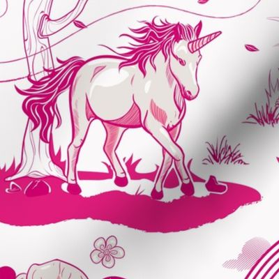 Magical Unicorn Toile Pink 