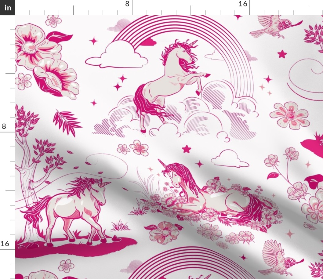 Magical Unicorn Toile Pink 