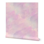 Rose Pink Blue Rainbow Watercolor Cotton Candy Clouds