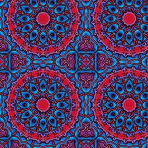 Red, Purple, Blue Vibrant Mandala Geometric - Large Scale