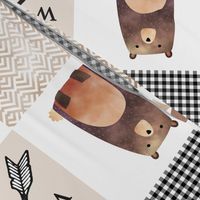 Little Man Moose Bear Faux Quilt Rotated / Tan