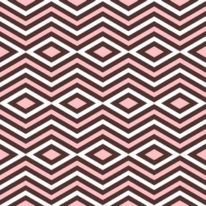 Sweet! - diamond chevron - pink, white & brown