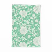 Victorian Florals Camellias Vintage Green by Jac Slade