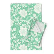 Victorian Florals Camellias Vintage Green by Jac Slade