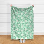 Victorian Florals Camellias Vintage Green by Jac Slade