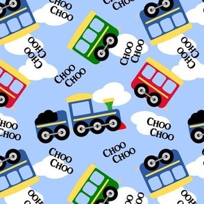 Choo Choo Train with Clouds and Blue Sky