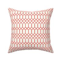 Victorian geometric red on natural white by Jac Slade