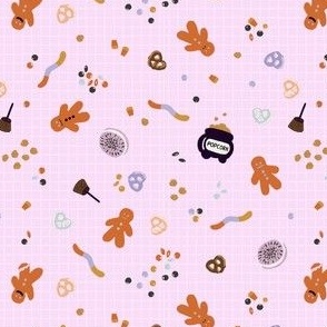 (XS) Halloween party fabric, halloween candy, cute halloween, pink, XS mini scale