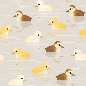 swimming ducks on beige - large