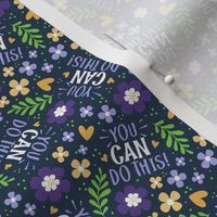Small Scale You Can Do This Motivational Purple and Gold Fun Flowers on Navy