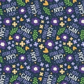 Small Scale You Can Do This Motivational Purple and Gold Fun Flowers on Navy