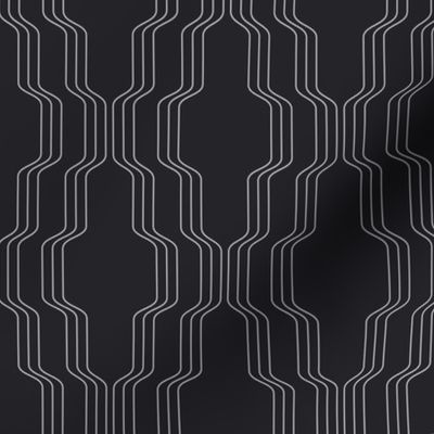 Elegant Lines - Ash Gray on Charcoal Black