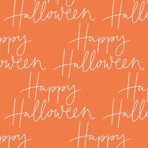 Happy Halloween Hand Lettered Orange and Cream