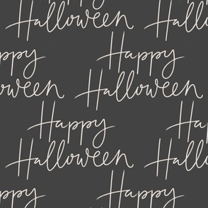 Happy Halloween Hand Lettered Charcoal Black and Cream
