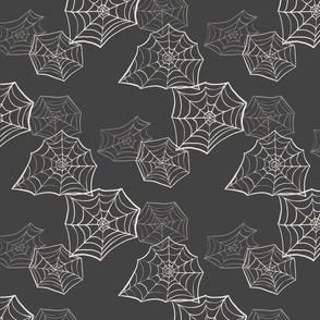 Spooky Spider Webs Charcoal Black