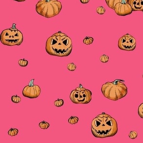 MEDIUM - Orange Pumpkins on HOT pink